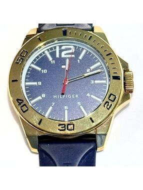 Tommy Hilfiger Gold Toned Blue Silicone Strap Analog 1791503